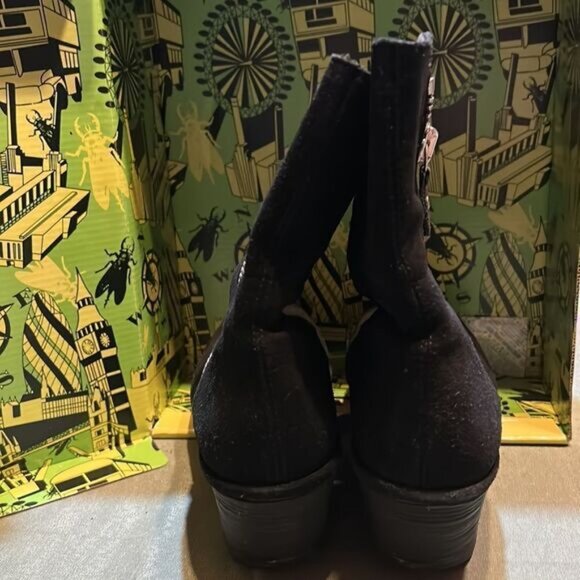 Fly London Black Suede Wedge Ankle Boots With Side Zipper - Picture 4 of 8